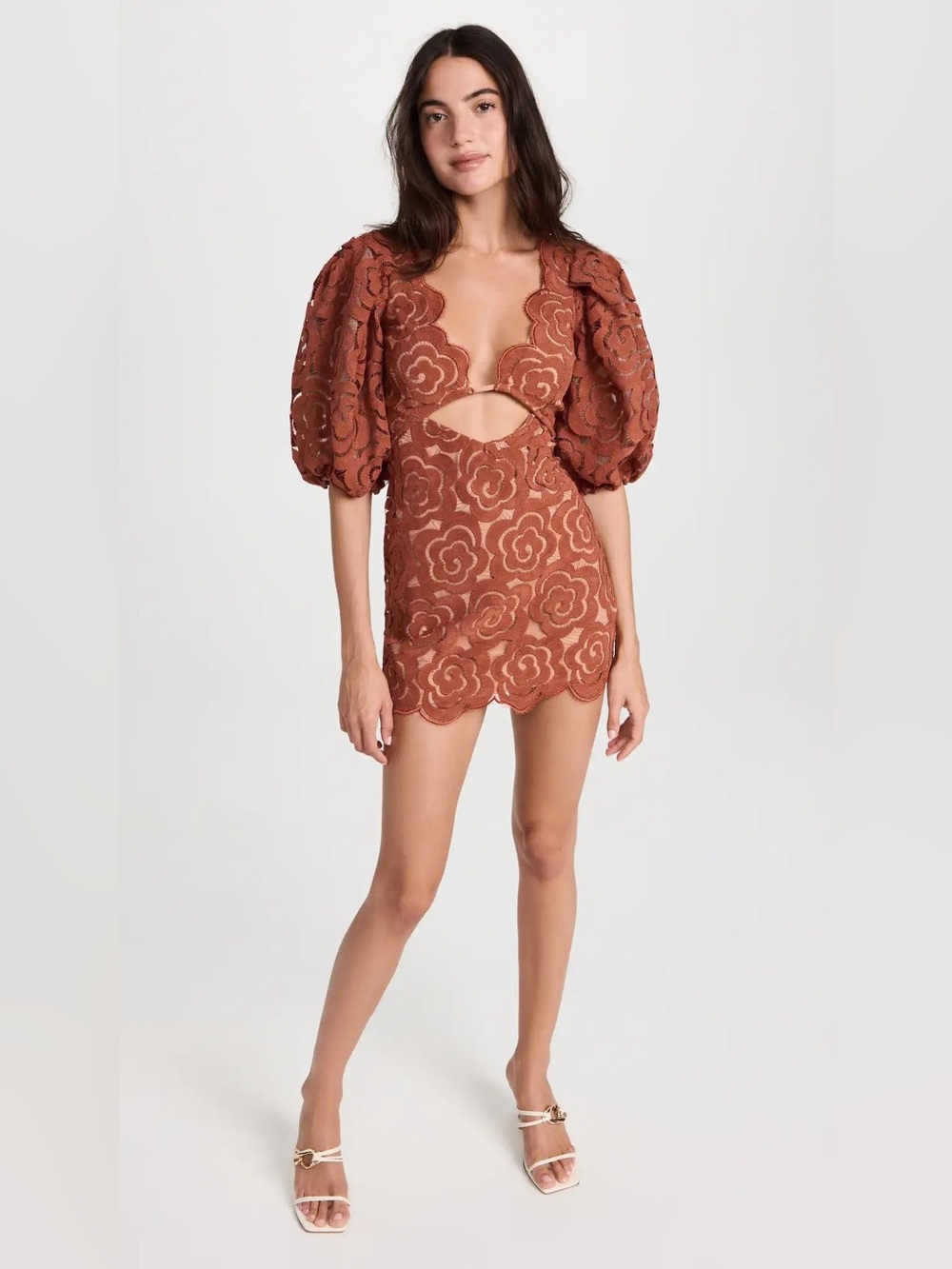 For Love & Lemons Letitia Mini Dress in Rust Sz S NWT